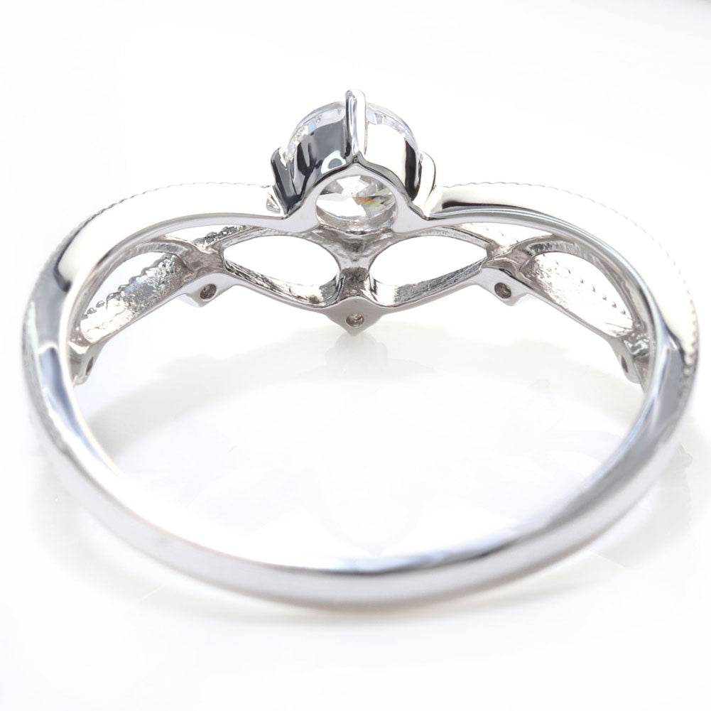 プラチナ ダイヤモンド リング 婚約指輪 鑑定書付き 0.5ct 指輪 K18 Pt900 ウェーブ 曲線 透かし アラベスク ミルグレイン 結婚記念日 高品質 贈り物 (品番 mr-0464-4-cgl-2)
