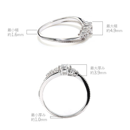 レディース リング 指輪 星 セミオーダー 空枠 4mm ミル打ち 可愛い 夜空 流星 シルバー 10金 18金 プラチナ ウェーブ ルース カスタム (品番 mr-0473-kw)