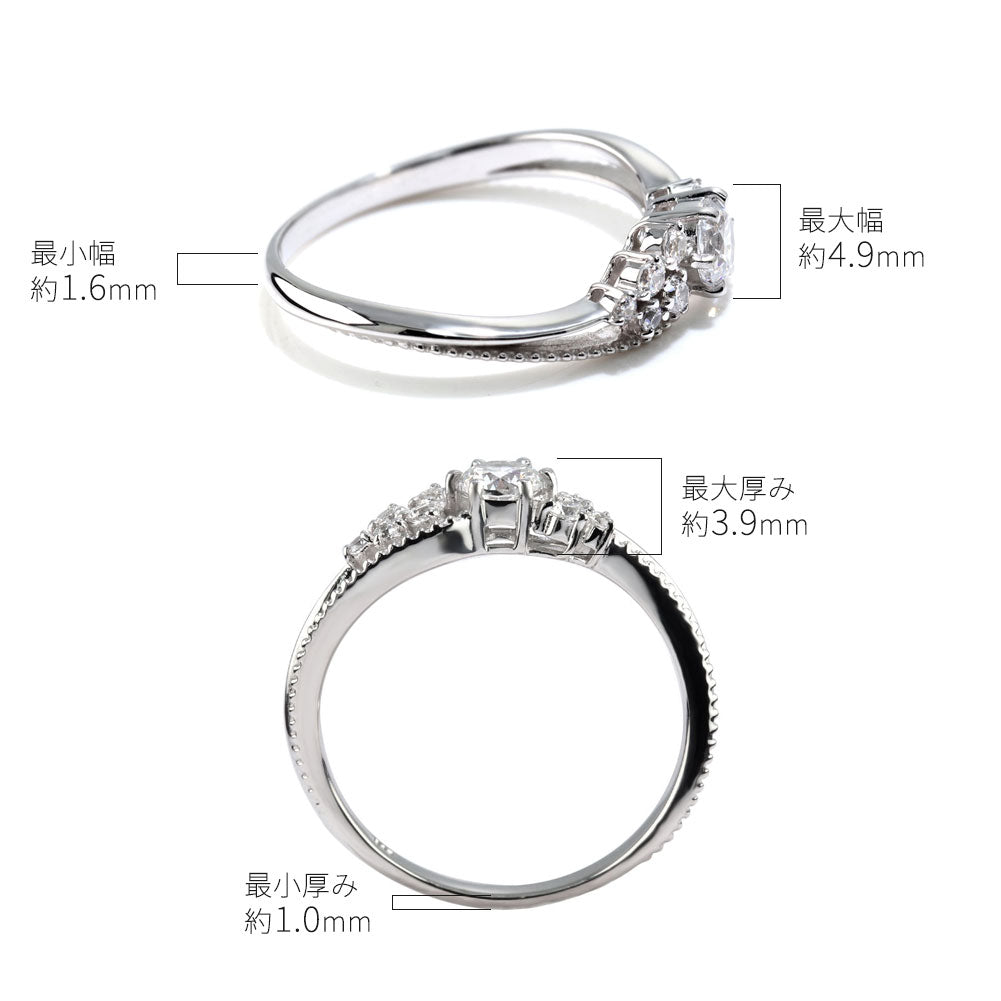 18金 プラチナ リング ダイヤモンド 鑑定書付き K18 Pt900 花束 フラワー ミル打ち 婚約指輪 ダイヤモンドリング 鑑定書 SI VS VVS 婚約 ブライダル (品番 mr-0473-4-cgl-2)