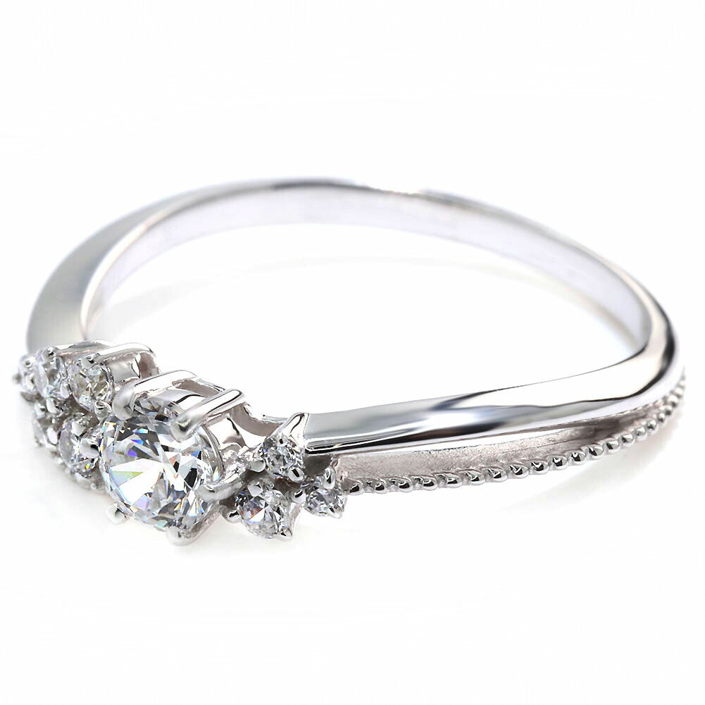 18金 プラチナ リング ダイヤモンド 鑑定書付き K18 Pt900 花束 フラワー ミル打ち 婚約指輪 ダイヤモンドリング 鑑定書 SI VS VVS 婚約 ブライダル (品番 mr-0473-4-cgl-2)