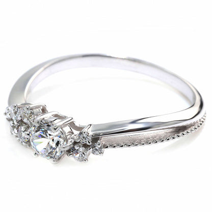 18金 プラチナ リング ダイヤモンド 鑑定書付き K18 Pt900 花束 フラワー ミル打ち 婚約指輪 ダイヤモンドリング 鑑定書 SI VS VVS 婚約 ブライダル (品番 mr-0473-4-cgl-2)