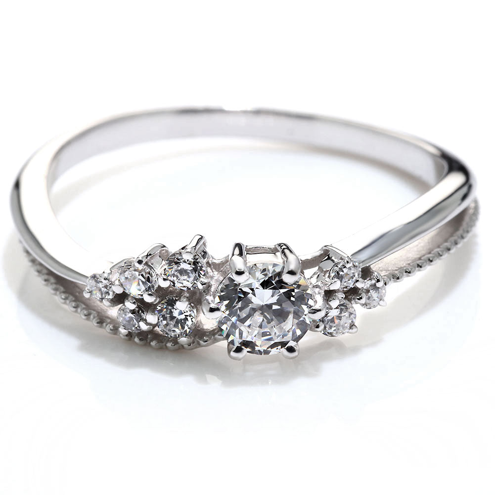 18金 プラチナ リング ダイヤモンド 鑑定書付き K18 Pt900 花束 フラワー ミル打ち 婚約指輪 ダイヤモンドリング 鑑定書 SI VS VVS 婚約 ブライダル (品番 mr-0473-4-cgl-2)