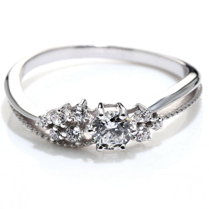 18金 プラチナ リング ダイヤモンド 鑑定書付き K18 Pt900 花束 フラワー ミル打ち 婚約指輪 ダイヤモンドリング 鑑定書 SI VS VVS 婚約 ブライダル (品番 mr-0473-4-cgl-2)