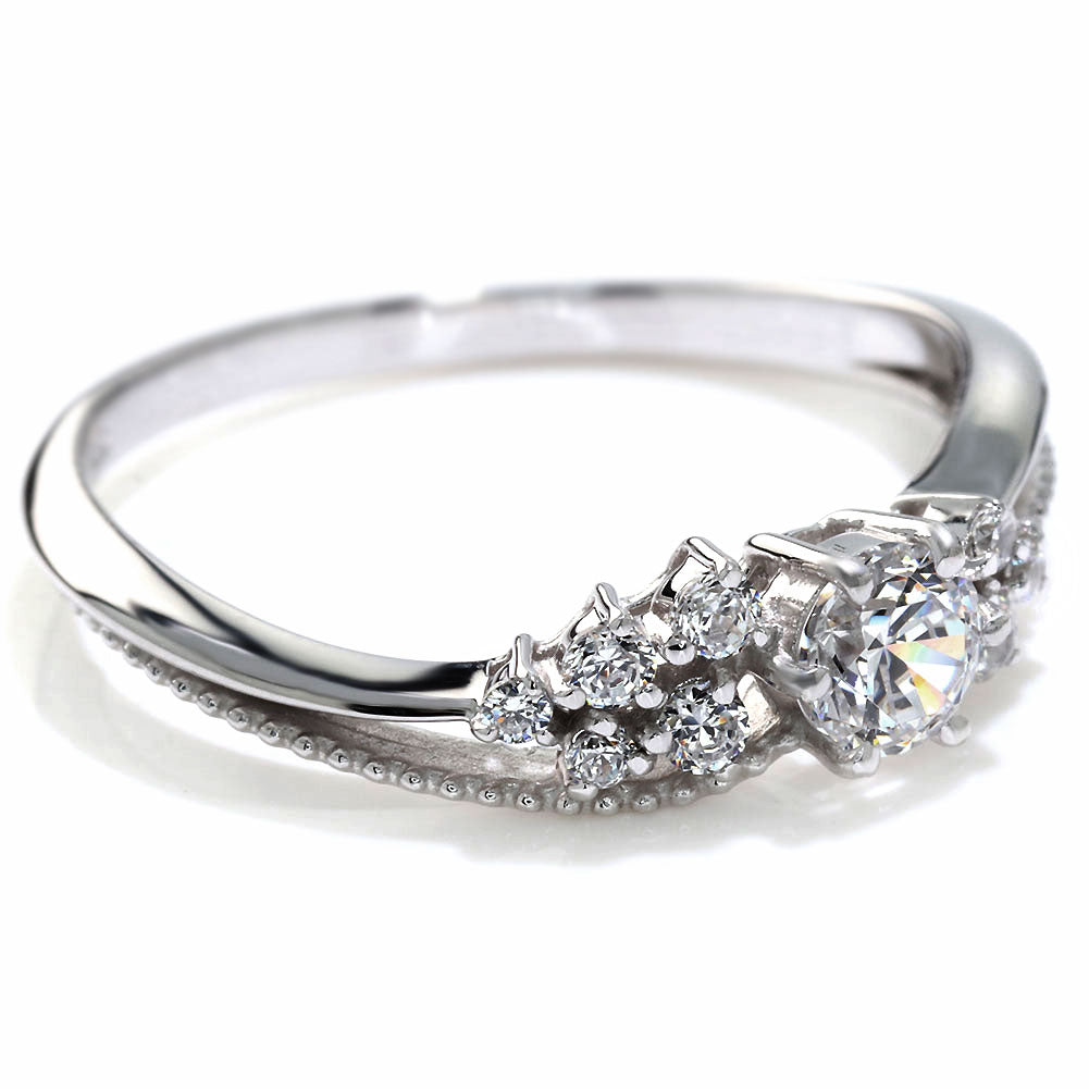 18金 プラチナ リング ダイヤモンド 鑑定書付き K18 Pt900 花束 フラワー ミル打ち 婚約指輪 ダイヤモンドリング 鑑定書 SI VS VVS 婚約 ブライダル (品番 mr-0473-4-cgl-2)