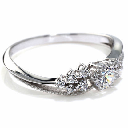 18金 プラチナ リング ダイヤモンド 鑑定書付き K18 Pt900 花束 フラワー ミル打ち 婚約指輪 ダイヤモンドリング 鑑定書 SI VS VVS 婚約 ブライダル (品番 mr-0473-4-cgl-2)