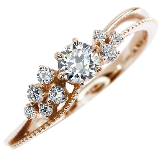 18金 プラチナ リング ダイヤモンド 鑑定書付き K18 Pt900 花束 フラワー ミル打ち 婚約指輪 ダイヤモンドリング 鑑定書 SI VS VVS 婚約 ブライダル (品番 mr-0473-4-cgl-2)