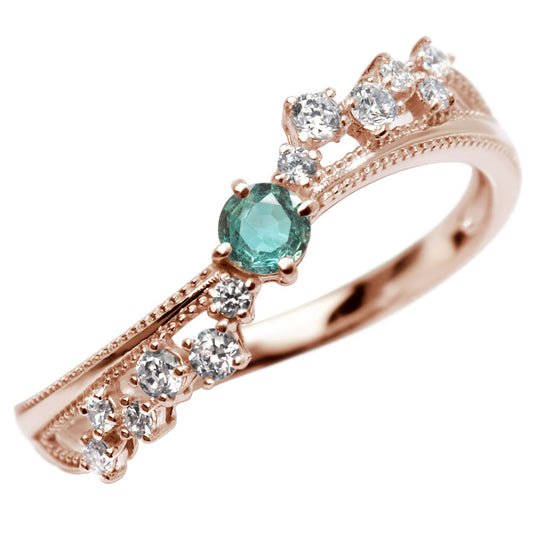 アレキサンドライト 指輪 レディース 可愛い ミルグレイン 星 天然石 ウェーブ K10 K18 Pt900 SV925 バブル 泡 ミル 夜空 キラキラ 大人女子 (品番 mr-0474)