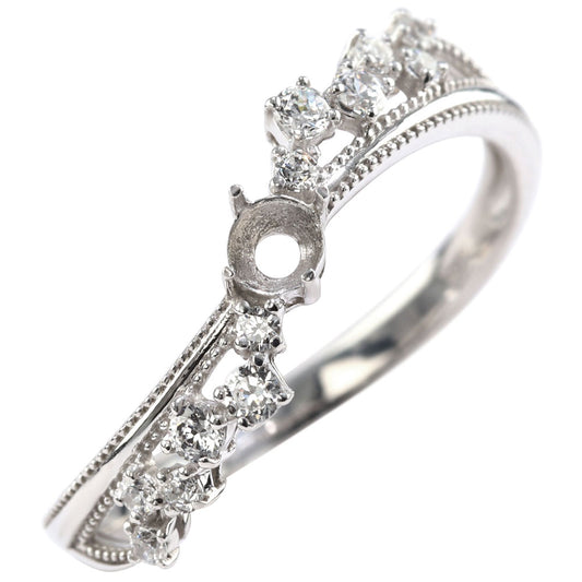 星モチーフ リング枠 K18 セミオーダー 指輪 ミル打ち レディース 星 Pt900 K10 SV925 空枠 3mm ウェーブ 星空 流れ星 ロマンティック ミルグレイン (品番 mr-0474-kw)