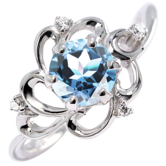 誕生石 レディース リング フラワー 花 かわいい 指輪 6mm k10 k18 pt900 sv925 デート 女子会 カジュアル お洒落 個性 大人女子 自分用 ご褒美 (品番 mr-0475)