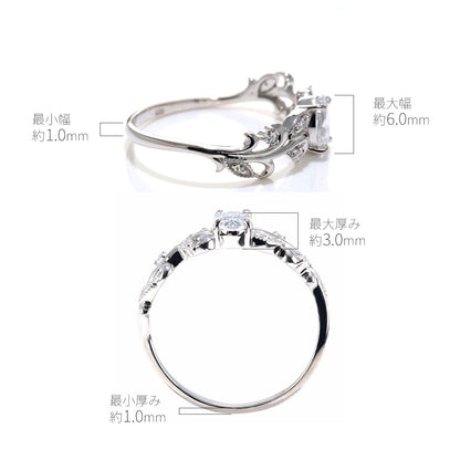 セミオーダー リング 空枠 アンティーク調 レディース 指輪 オーバル 4×6mm リーフ アラベスク SV925 K10 K18 Pt900 ボタニカル 葉 マーキス型 贈り物 (品番 mr-0476-kw)