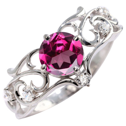 リング 誕生石 レディース 指輪 唐草 透かし 天然石 大粒 大ぶり おしゃれ 普段使い 自分用 ご褒美 大人 sv925 K10 K18 Pt900 記念日 ギフト 女性 輝き (品番 mr-0477)