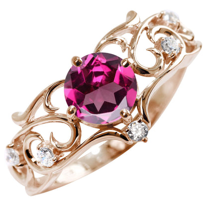 リング 誕生石 レディース 指輪 唐草 透かし 天然石 大粒 大ぶり おしゃれ 普段使い 自分用 ご褒美 大人 sv925 K10 K18 Pt900 記念日 ギフト 女性 輝き (品番 mr-0477)