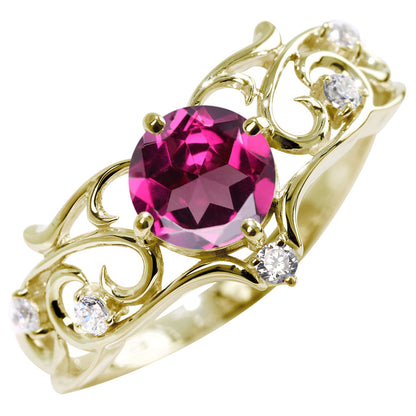 リング 誕生石 レディース 指輪 唐草 透かし 天然石 大粒 大ぶり おしゃれ 普段使い 自分用 ご褒美 大人 sv925 K10 K18 Pt900 記念日 ギフト 女性 輝き (品番 mr-0477)