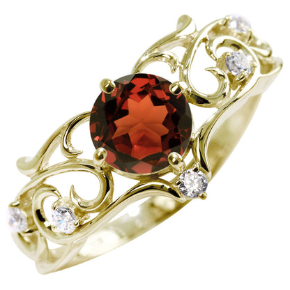 リング 誕生石 レディース 指輪 唐草 透かし 天然石 大粒 大ぶり おしゃれ 普段使い 自分用 ご褒美 大人 sv925 K10 K18 Pt900 記念日 ギフト 女性 輝き (品番 mr-0477)