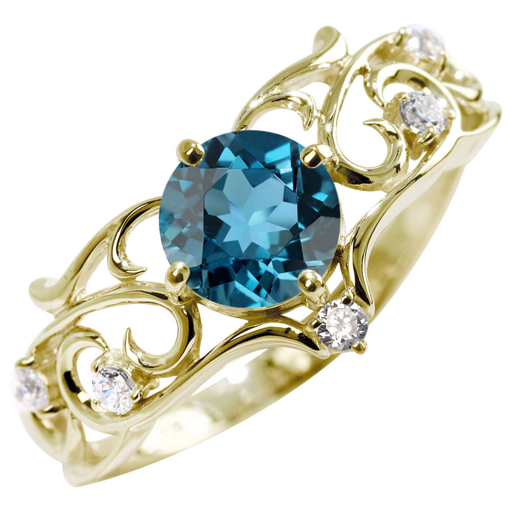 リング 誕生石 レディース 指輪 唐草 透かし 天然石 大粒 大ぶり おしゃれ 普段使い 自分用 ご褒美 大人 sv925 K10 K18 Pt900 記念日 ギフト 女性 輝き (品番 mr-0477)