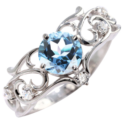 リング 誕生石 レディース 指輪 唐草 透かし 天然石 大粒 大ぶり おしゃれ 普段使い 自分用 ご褒美 大人 sv925 K10 K18 Pt900 記念日 ギフト 女性 輝き (品番 mr-0477)