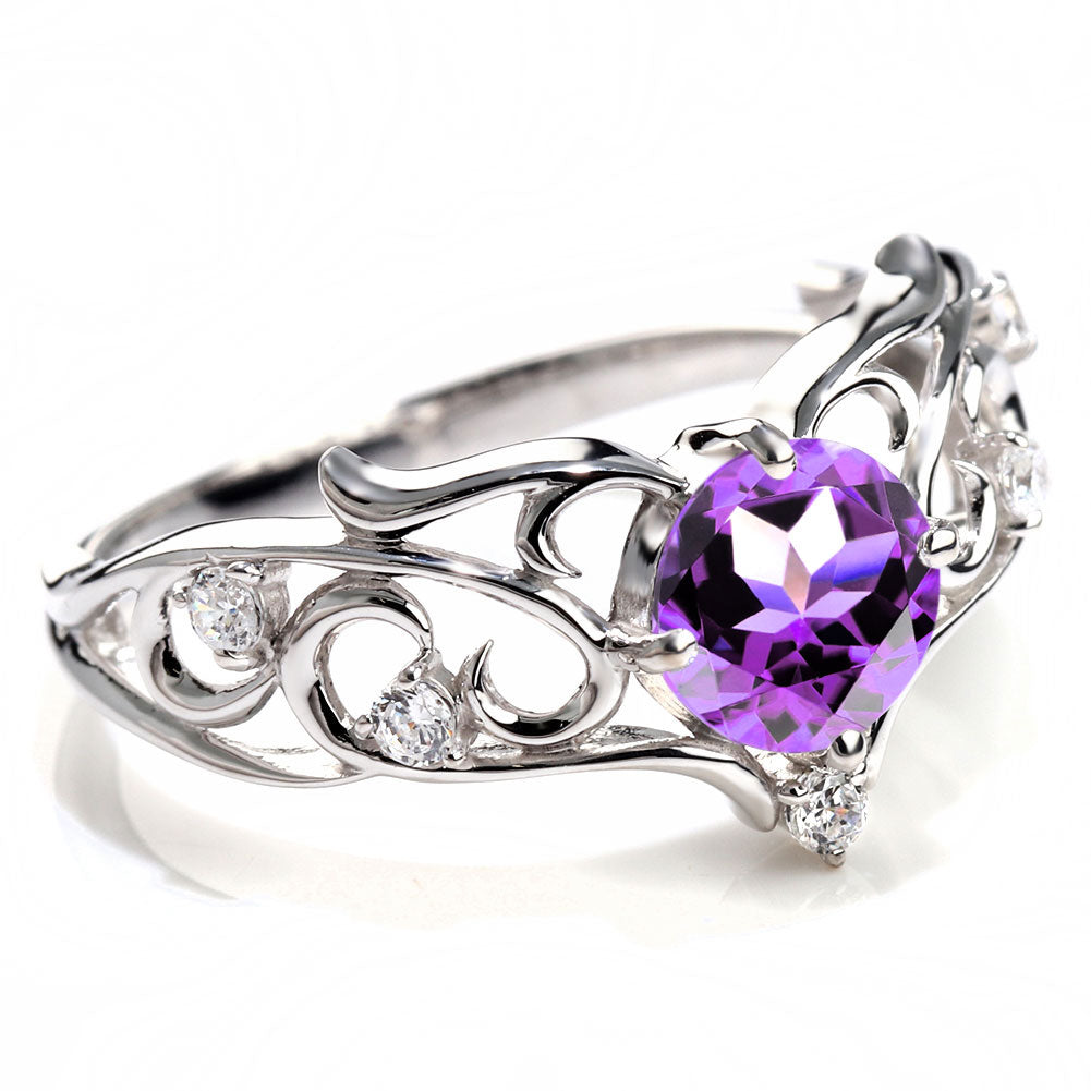 リング 誕生石 レディース 指輪 唐草 透かし 天然石 大粒 大ぶり おしゃれ 普段使い 自分用 ご褒美 大人 sv925 K10 K18 Pt900 記念日 ギフト 女性 輝き (品番 mr-0477)