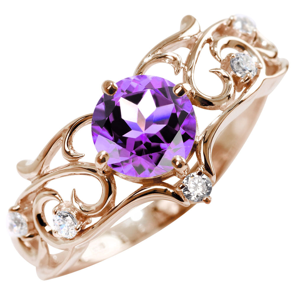 リング 誕生石 レディース 指輪 唐草 透かし 天然石 大粒 大ぶり おしゃれ 普段使い 自分用 ご褒美 大人 sv925 K10 K18 Pt900 記念日 ギフト 女性 輝き (品番 mr-0477)