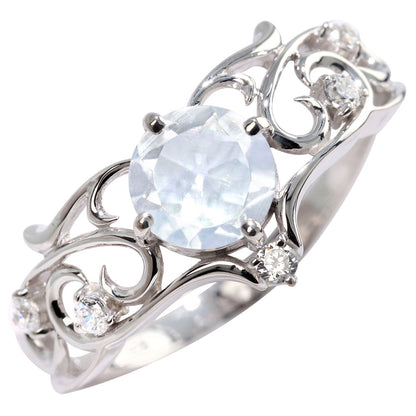 リング 誕生石 レディース 指輪 唐草 透かし 天然石 大粒 大ぶり おしゃれ 普段使い 自分用 ご褒美 大人 sv925 K10 K18 Pt900 記念日 ギフト 女性 輝き (品番 mr-0477)