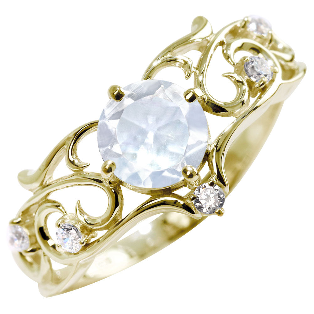 リング 誕生石 レディース 指輪 唐草 透かし 天然石 大粒 大ぶり おしゃれ 普段使い 自分用 ご褒美 大人 sv925 K10 K18 Pt900 記念日 ギフト 女性 輝き (品番 mr-0477)