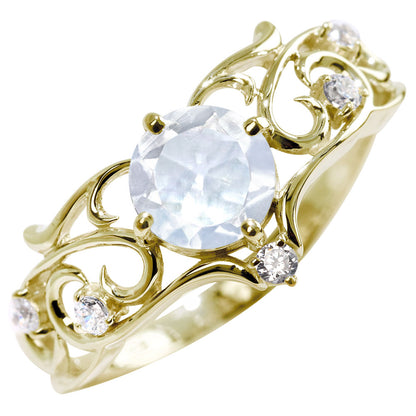 リング 誕生石 レディース 指輪 唐草 透かし 天然石 大粒 大ぶり おしゃれ 普段使い 自分用 ご褒美 大人 sv925 K10 K18 Pt900 記念日 ギフト 女性 輝き (品番 mr-0477)