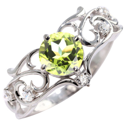 リング 誕生石 レディース 指輪 唐草 透かし 天然石 大粒 大ぶり おしゃれ 普段使い 自分用 ご褒美 大人 sv925 K10 K18 Pt900 記念日 ギフト 女性 輝き (品番 mr-0477)