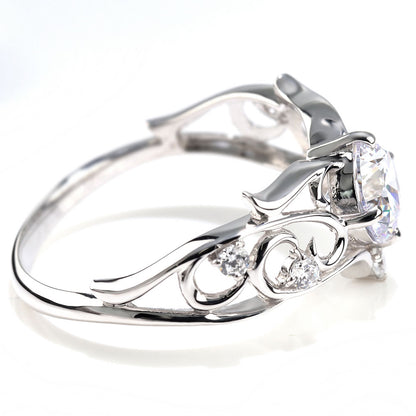 リング 誕生石 レディース 指輪 唐草 透かし 天然石 大粒 大ぶり おしゃれ 普段使い 自分用 ご褒美 大人 sv925 K10 K18 Pt900 記念日 ギフト 女性 輝き (品番 mr-0477)