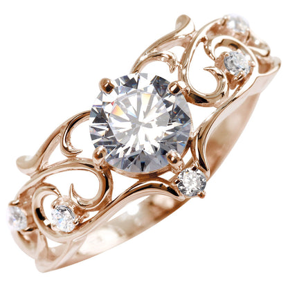 リング 誕生石 レディース 指輪 唐草 透かし 天然石 大粒 大ぶり おしゃれ 普段使い 自分用 ご褒美 大人 sv925 K10 K18 Pt900 記念日 ギフト 女性 輝き (品番 mr-0477)