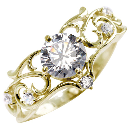 リング 誕生石 レディース 指輪 唐草 透かし 天然石 大粒 大ぶり おしゃれ 普段使い 自分用 ご褒美 大人 sv925 K10 K18 Pt900 記念日 ギフト 女性 輝き (品番 mr-0477)