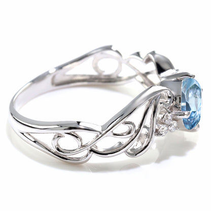 レディース 指輪 可愛い エアリー 選べる誕生石 6mm リング sv925 k10 k18 pt900 風 羽 ウィング フェアリー 上品 大ぶり 大人女子 結婚式 記念日 (品番 mr-0478)