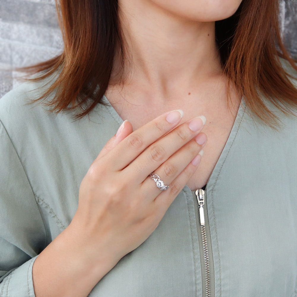 レディース 指輪 可愛い エアリー 選べる誕生石 6mm リング sv925 k10 k18 pt900 風 羽 ウィング フェアリー 上品 大ぶり 大人女子 結婚式 記念日 (品番 mr-0478)