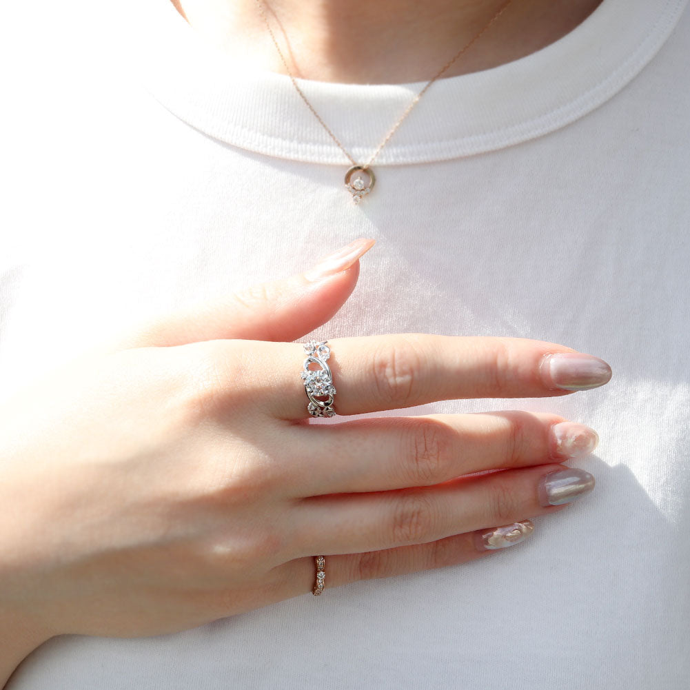 レディース リング アラベスク 大粒 指輪 6mm アンティーク 選べる 金種 ルース SV925 K10 K18 Pt900 大ぶり 華やか エレガント 記念日 大人のギフト (品番 mr-0480)