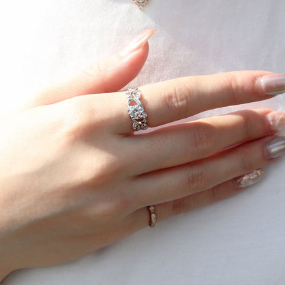 レディース リング アラベスク 大粒 指輪 6mm アンティーク 選べる 金種 ルース SV925 K10 K18 Pt900 大ぶり 華やか エレガント 記念日 大人のギフト (品番 mr-0480)