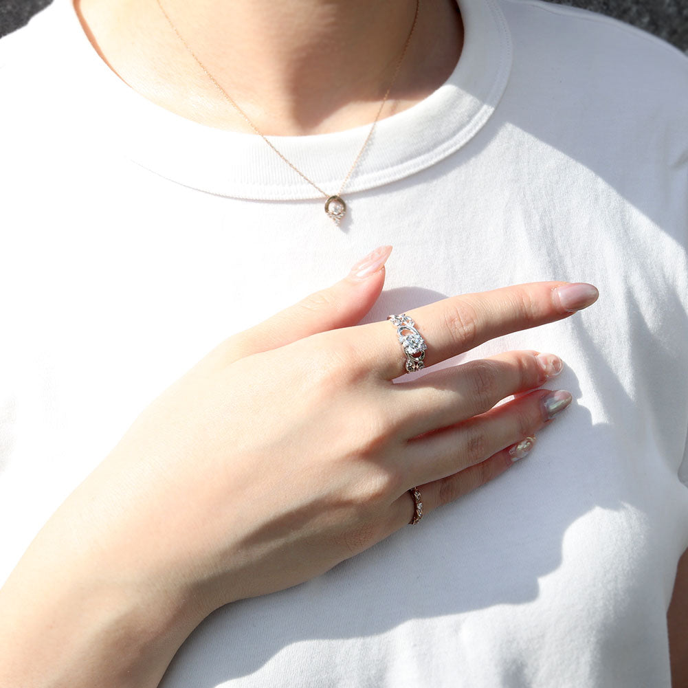 レディース リング アラベスク 大粒 指輪 6mm アンティーク 選べる 金種 ルース SV925 K10 K18 Pt900 大ぶり 華やか エレガント 記念日 大人のギフト (品番 mr-0480)