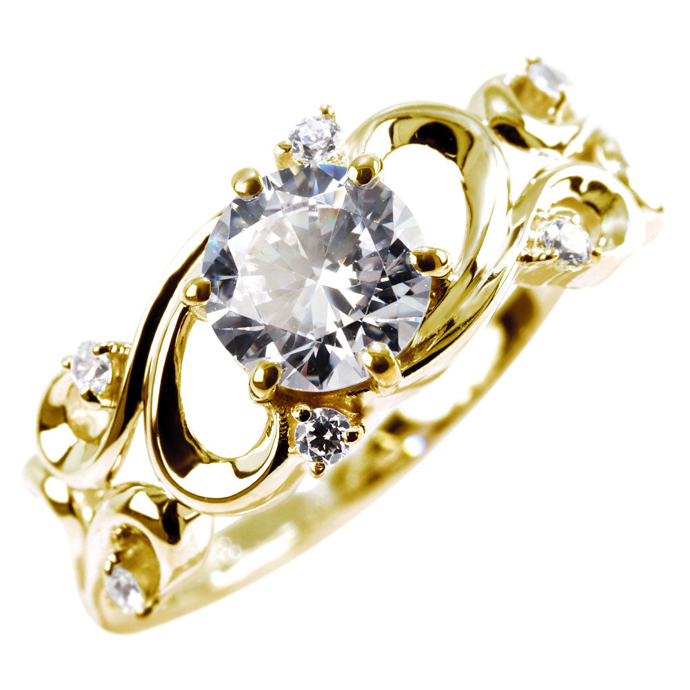 レディース リング アラベスク 大粒 指輪 6mm アンティーク 選べる 金種 ルース SV925 K10 K18 Pt900 大ぶり 華やか エレガント 記念日 大人のギフト (品番 mr-0480)