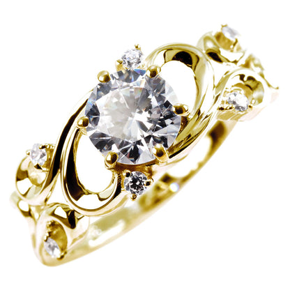 レディース リング アラベスク 大粒 指輪 6mm アンティーク 選べる 金種 ルース SV925 K10 K18 Pt900 大ぶり 華やか エレガント 記念日 大人のギフト (品番 mr-0480)