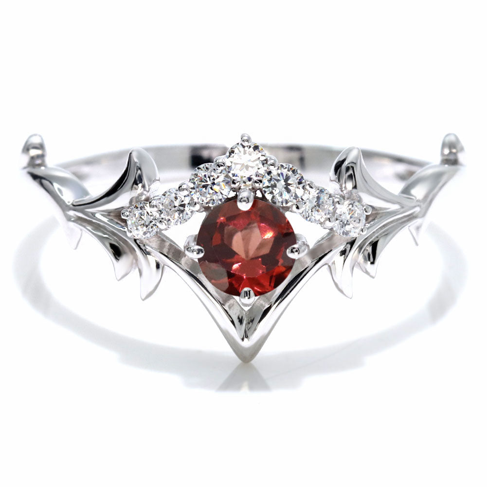 誕生石 リング レディース ティアラ 指輪 10金 18金 プラチナ シルバー 選べる 天然石 4mm 女性 大人 高級 リーフ 華やか ゴージャス (品番 mr-0481)