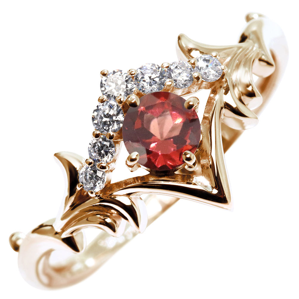 誕生石 リング レディース ティアラ 指輪 10金 18金 プラチナ シルバー 選べる 天然石 4mm 女性 大人 高級 王冠 リーフ 華やか ゴージャス (品番 mr-0481)