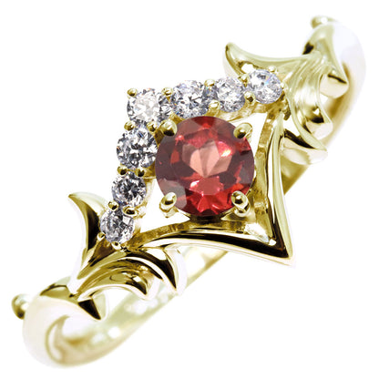 誕生石 リング レディース ティアラ 指輪 10金 18金 プラチナ シルバー 選べる 天然石 4mm 女性 大人 高級 王冠 リーフ 華やか ゴージャス (品番 mr-0481)