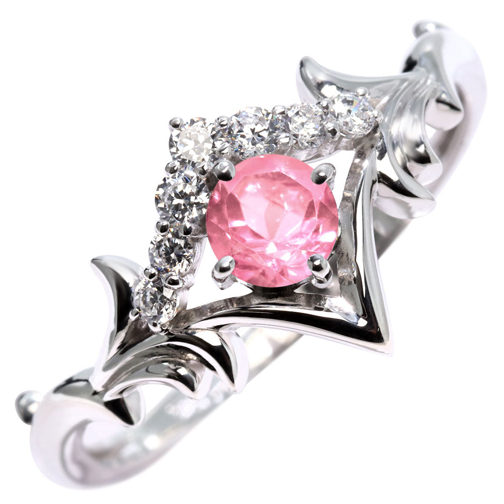 誕生石 リング レディース ティアラ 指輪 10金 18金 プラチナ シルバー 選べる 天然石 4mm 女性 大人 高級 王冠 リーフ 華やか ゴージャス (品番 mr-0481)