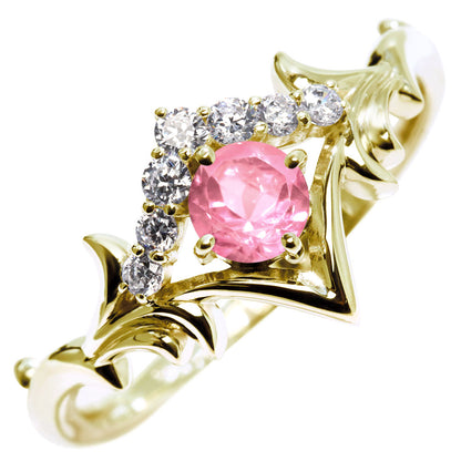 誕生石 リング レディース ティアラ 指輪 10金 18金 プラチナ シルバー 選べる 天然石 4mm 女性 大人 高級 王冠 リーフ 華やか ゴージャス (品番 mr-0481)