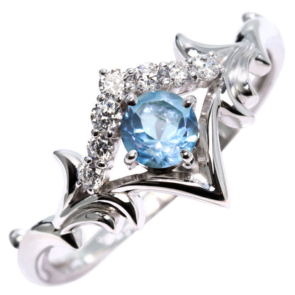 誕生石 リング レディース ティアラ 指輪 10金 18金 プラチナ シルバー 選べる 天然石 4mm 女性 大人 高級 王冠 リーフ 華やか ゴージャス (品番 mr-0481)