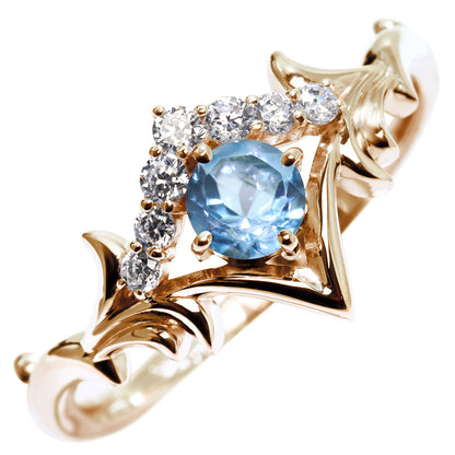 誕生石 リング レディース ティアラ 指輪 10金 18金 プラチナ シルバー 選べる 天然石 4mm 女性 大人 高級 王冠 リーフ 華やか ゴージャス (品番 mr-0481)