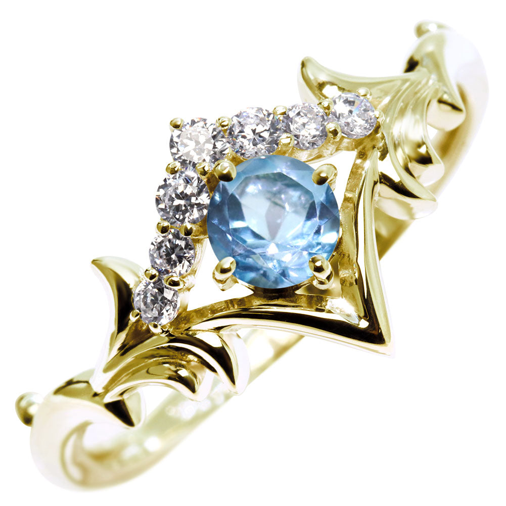 誕生石 リング レディース ティアラ 指輪 10金 18金 プラチナ シルバー 選べる 天然石 4mm 女性 大人 高級 王冠 リーフ 華やか ゴージャス (品番 mr-0481)