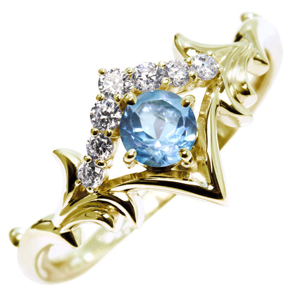 誕生石 リング レディース ティアラ 指輪 10金 18金 プラチナ シルバー 選べる 天然石 4mm 女性 大人 高級 王冠 リーフ 華やか ゴージャス (品番 mr-0481)