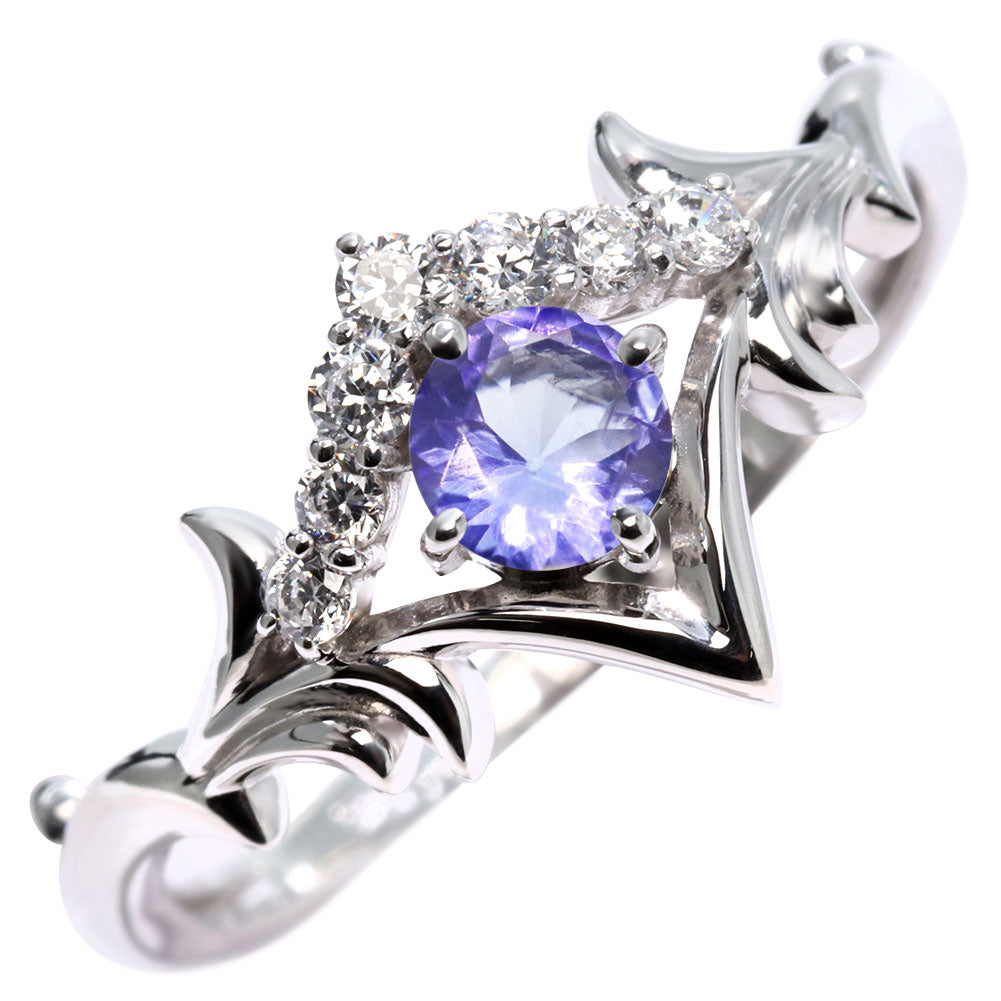 誕生石 リング レディース ティアラ 指輪 10金 18金 プラチナ シルバー 選べる 天然石 4mm 女性 大人 高級 王冠 リーフ 華やか ゴージャス (品番 mr-0481)