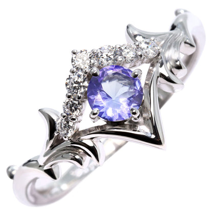 誕生石 リング レディース ティアラ 指輪 10金 18金 プラチナ シルバー 選べる 天然石 4mm 女性 大人 高級 王冠 リーフ 華やか ゴージャス (品番 mr-0481)