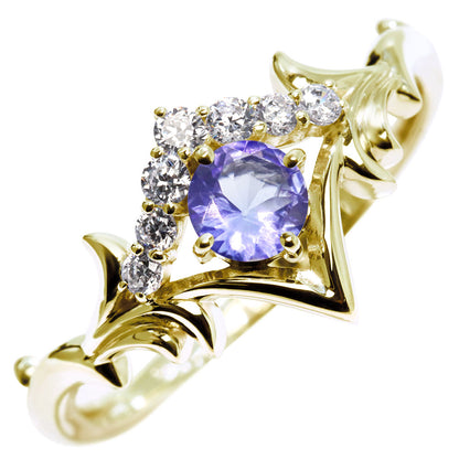 誕生石 リング レディース ティアラ 指輪 10金 18金 プラチナ シルバー 選べる 天然石 4mm 女性 大人 高級 王冠 リーフ 華やか ゴージャス (品番 mr-0481)