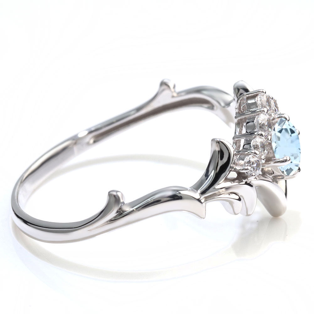 誕生石 リング レディース ティアラ 指輪 10金 18金 プラチナ シルバー 選べる 天然石 4mm 女性 大人 高級 リーフ 華やか ゴージャス (品番 mr-0481)