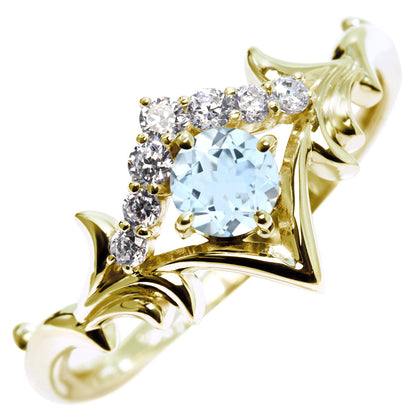 誕生石 リング レディース ティアラ 指輪 10金 18金 プラチナ シルバー 選べる 天然石 4mm 女性 大人 高級 王冠 リーフ 華やか ゴージャス (品番 mr-0481)